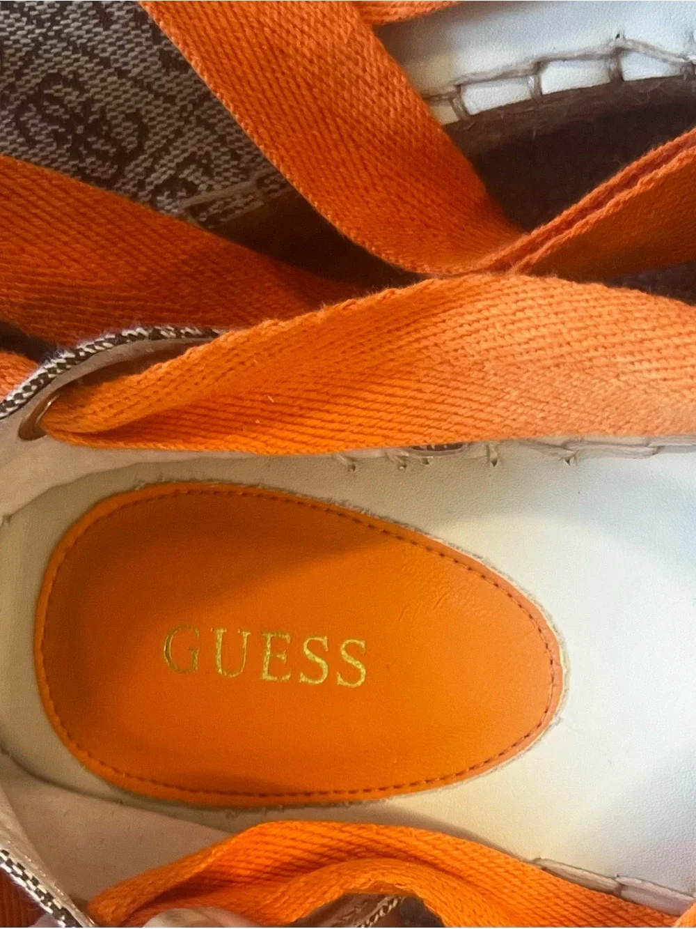 GUESS Orange Logo Espadrille Lace-Up Flats
